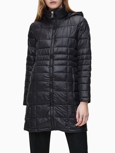 Calvin Klein Ruhák HU025876 | Calvin Klein Packable Hooded Női Puffer Kabát Fekete